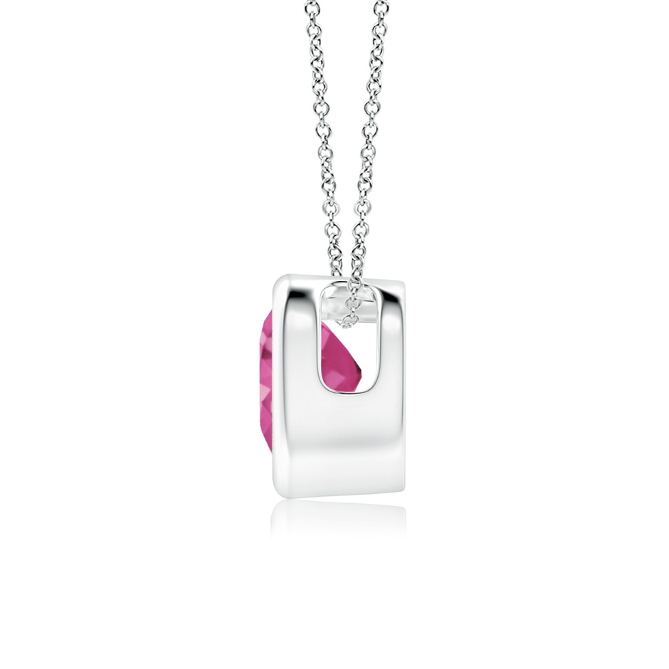 5mm AAAA Bezel-Set Solitaire Heart Pink Sapphire Pendant in White Gold side-1