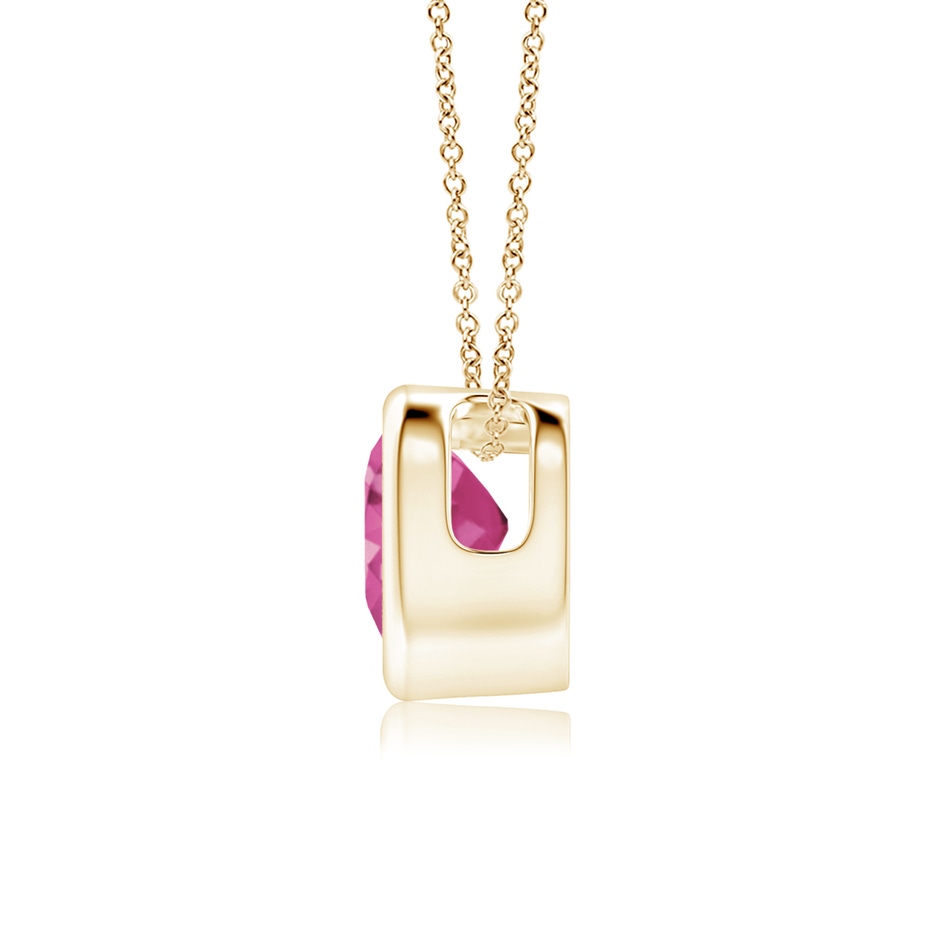5mm AAAA Bezel-Set Solitaire Heart Pink Sapphire Pendant in Yellow Gold Side-1