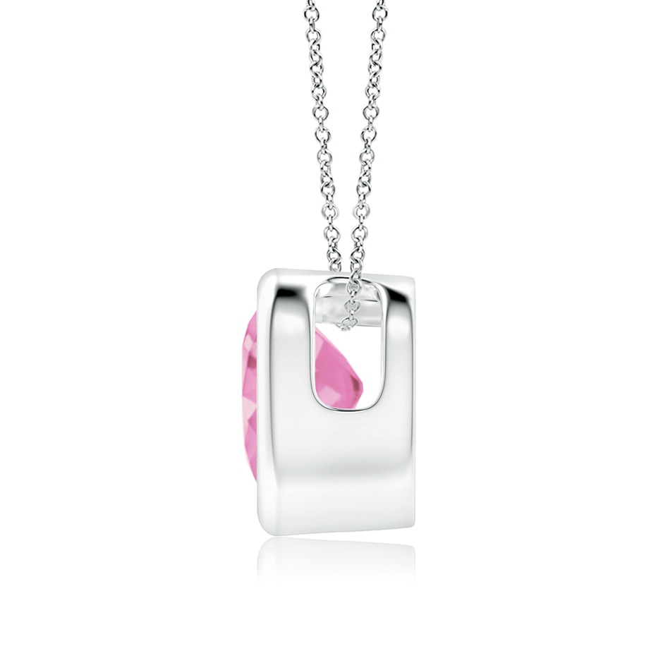 6mm A Bezel-Set Solitaire Heart Pink Sapphire Pendant in White Gold side-1
