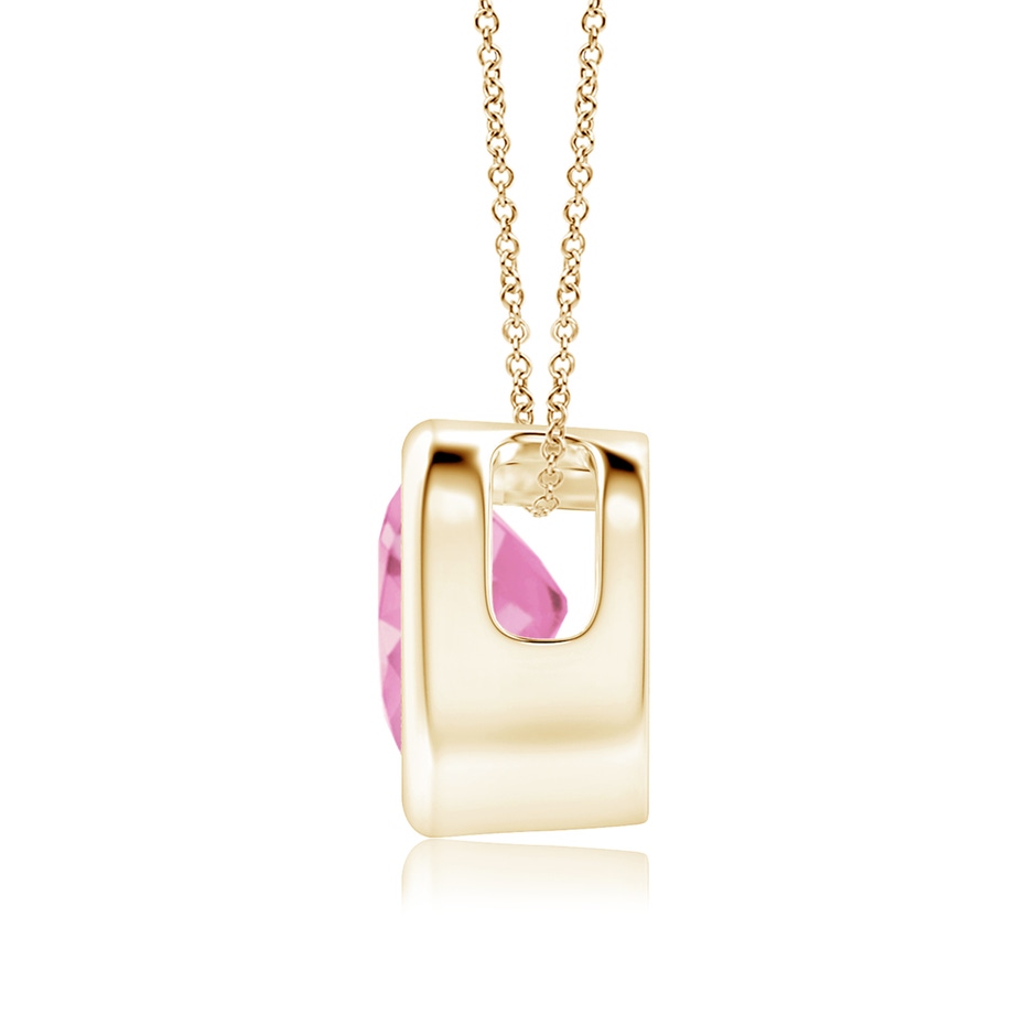 6mm A Bezel-Set Solitaire Heart Pink Sapphire Pendant in Yellow Gold side-1