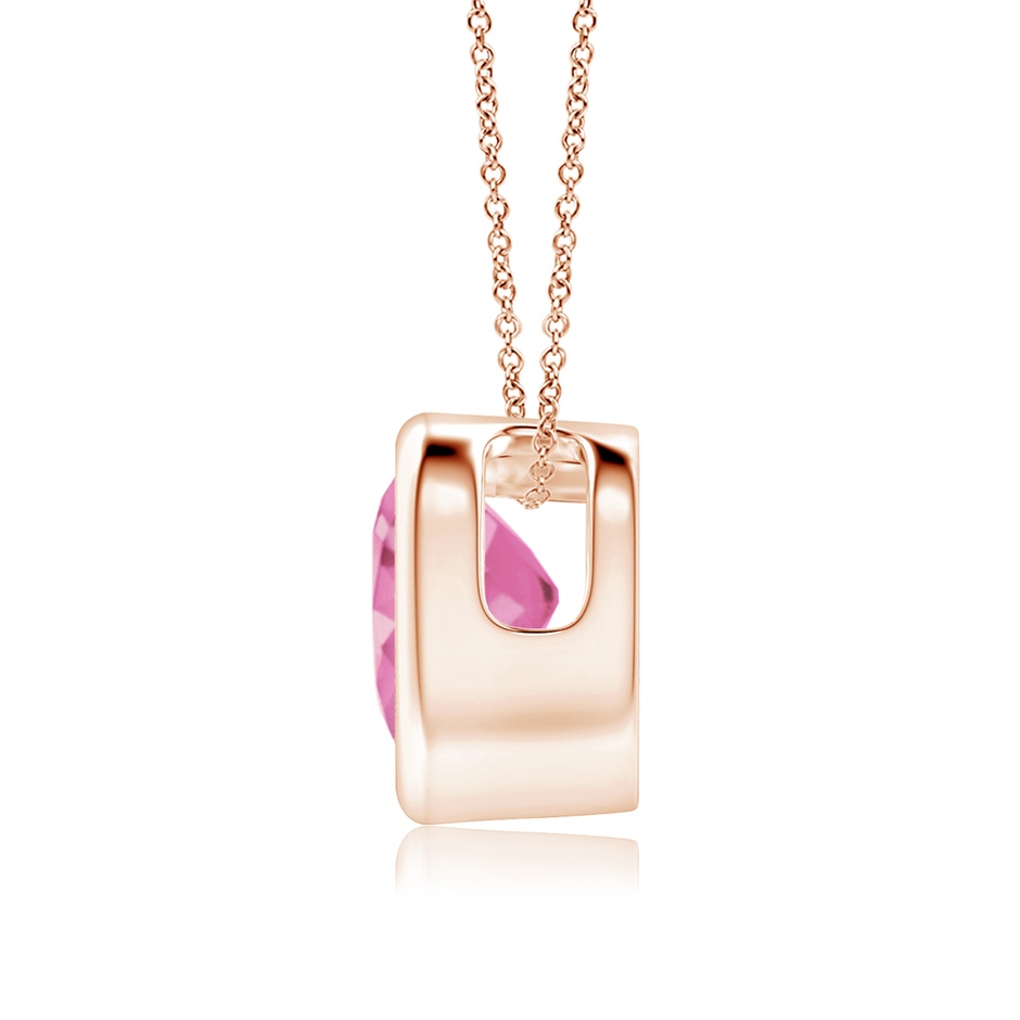 6mm AA Bezel-Set Solitaire Heart Pink Sapphire Pendant in Rose Gold side-1