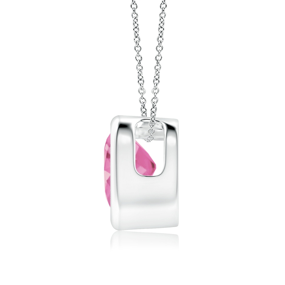6mm AA Bezel-Set Solitaire Heart Pink Sapphire Pendant in White Gold side-1