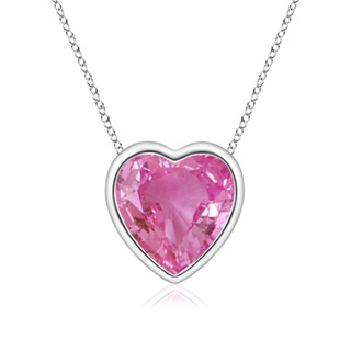 6mm AAA Bezel-Set Solitaire Heart Pink Sapphire Pendant in P950 Platinum