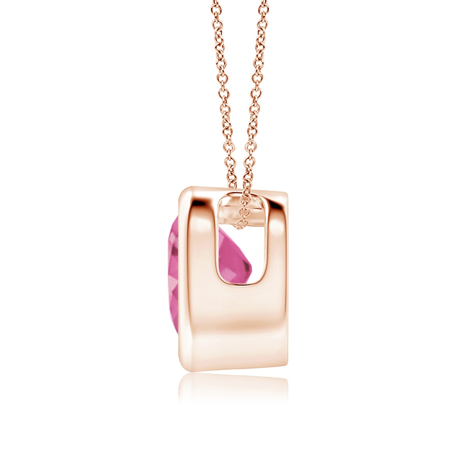 6mm AAA Bezel-Set Solitaire Heart Pink Sapphire Pendant in Rose Gold side-1