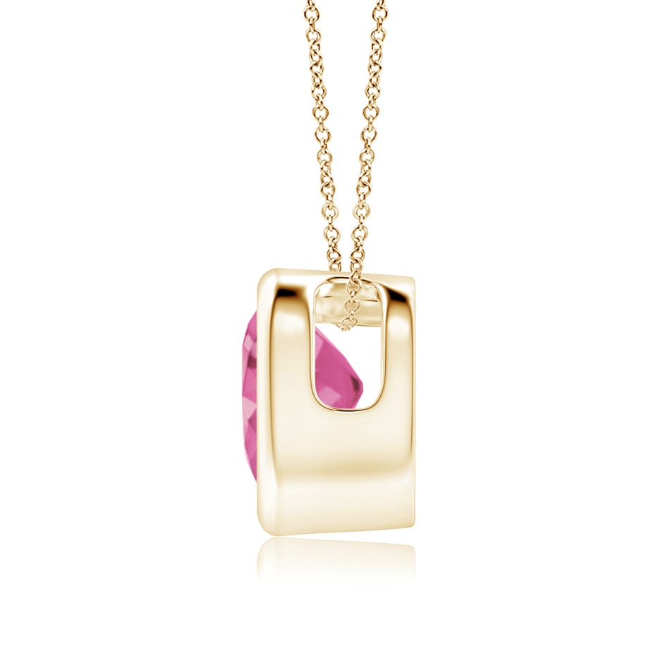 6mm AAA Bezel-Set Solitaire Heart Pink Sapphire Pendant in Yellow Gold side-1
