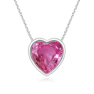 6mm AAAA Bezel-Set Solitaire Heart Pink Sapphire Pendant in P950 Platinum