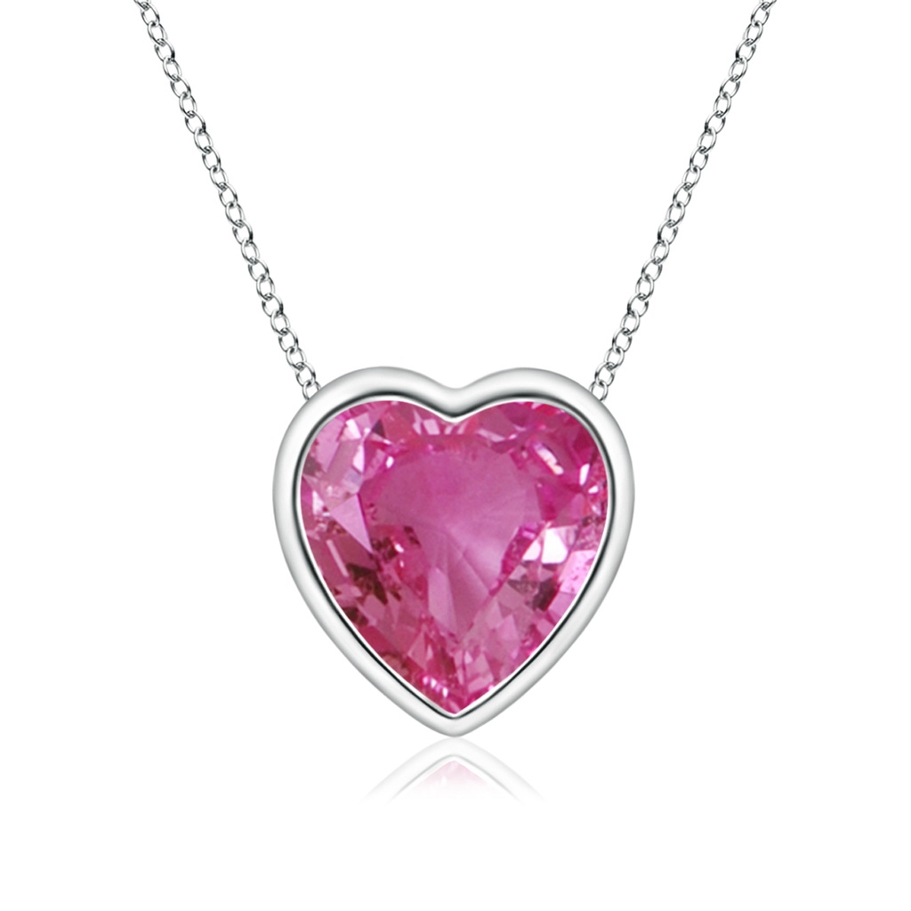 6mm AAAA Bezel-Set Solitaire Heart Pink Sapphire Pendant in White Gold