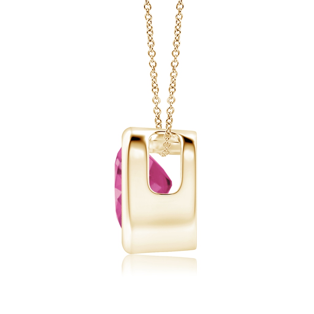 6mm AAAA Bezel-Set Solitaire Heart Pink Sapphire Pendant in Yellow Gold Side-1