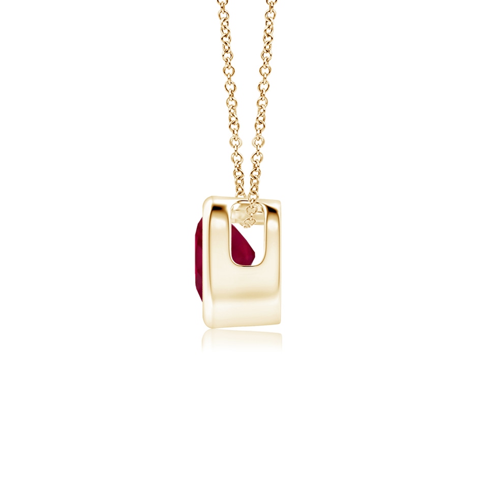 4mm A Bezel-Set Solitaire Heart Ruby Pendant in Yellow Gold side-1
