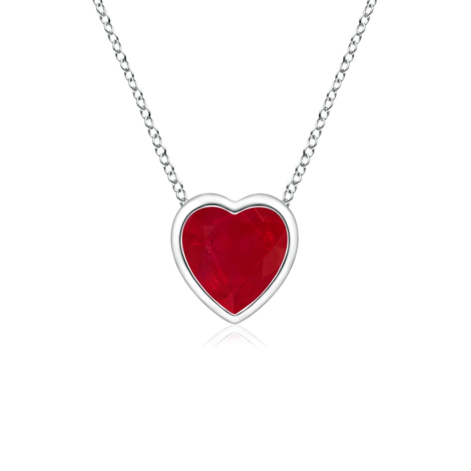 4mm AA Bezel-Set Solitaire Heart Ruby Pendant in P950 Platinum 