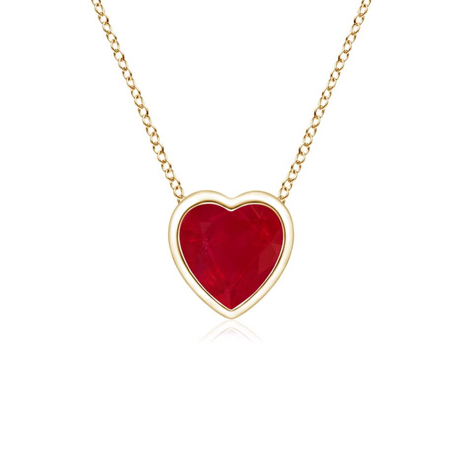 4mm AA Bezel-Set Solitaire Heart Ruby Pendant in Yellow Gold 