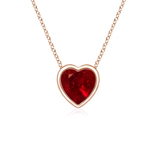 4mm AAAA Bezel-Set Solitaire Heart Ruby Pendant in 10K Rose Gold