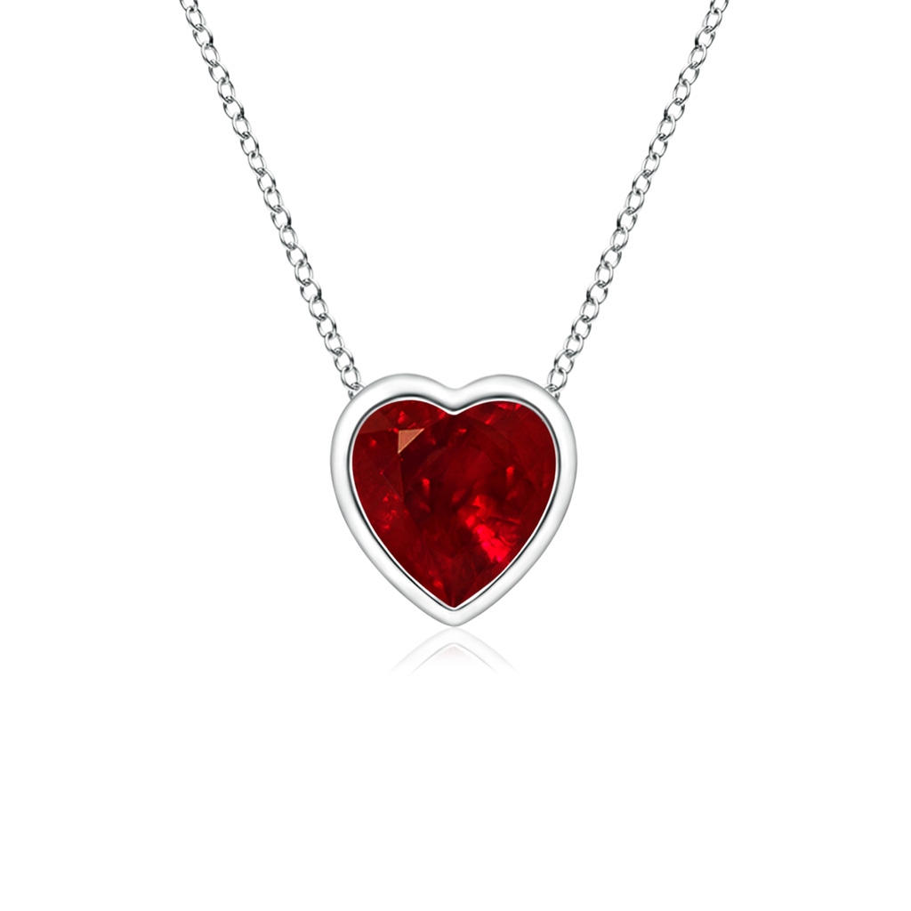 4mm AAAA Bezel-Set Solitaire Heart Ruby Pendant in P950 Platinum