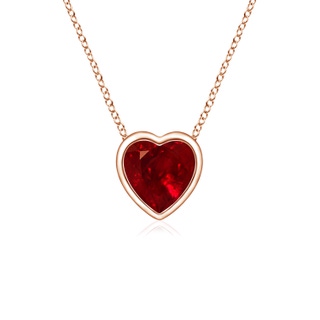4mm AAAA Bezel-Set Solitaire Heart Ruby Pendant in Rose Gold