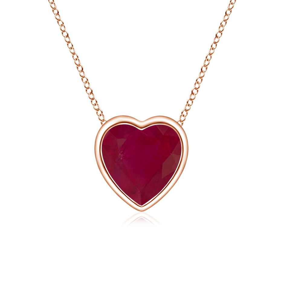 5mm A Bezel-Set Solitaire Heart Ruby Pendant in Rose Gold 