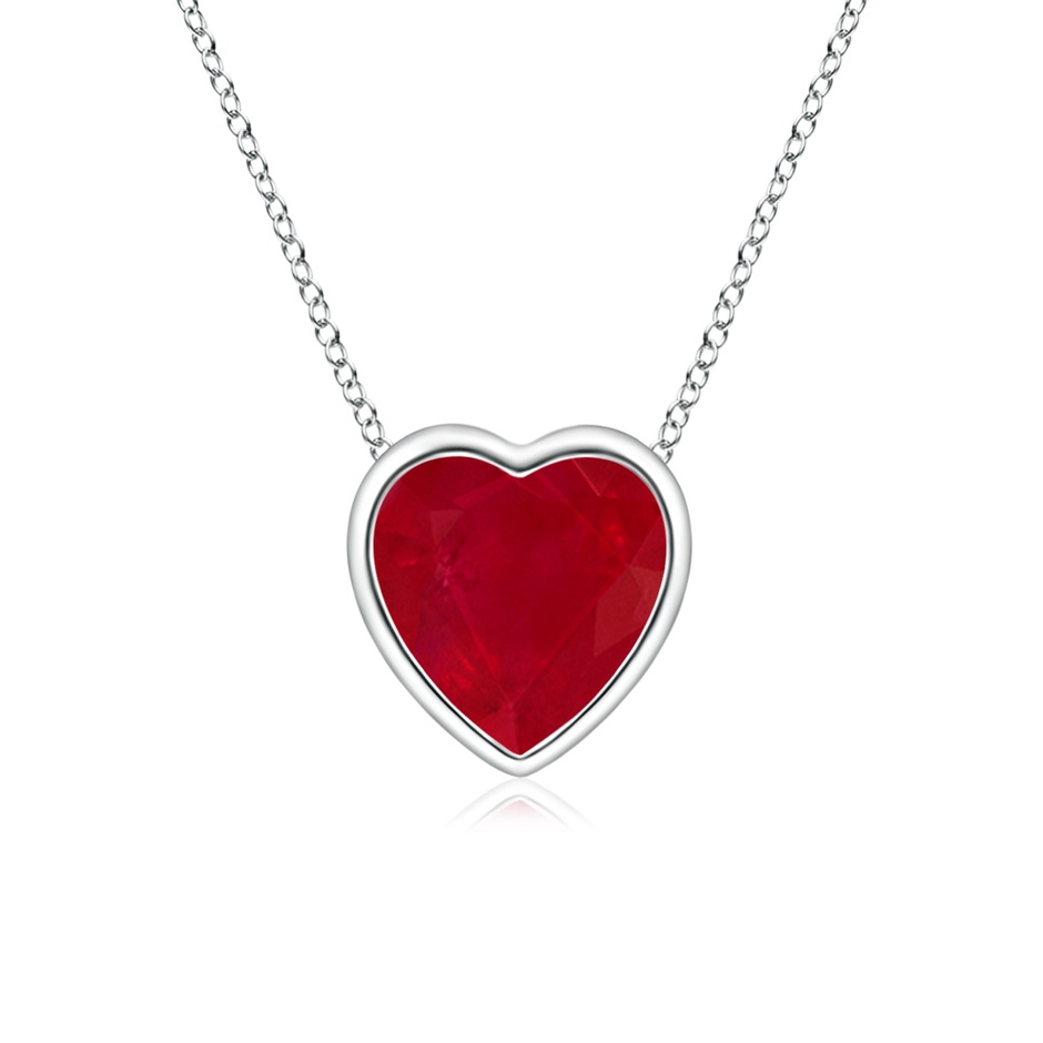 5mm AA Bezel-Set Solitaire Heart Ruby Pendant in P950 Platinum 