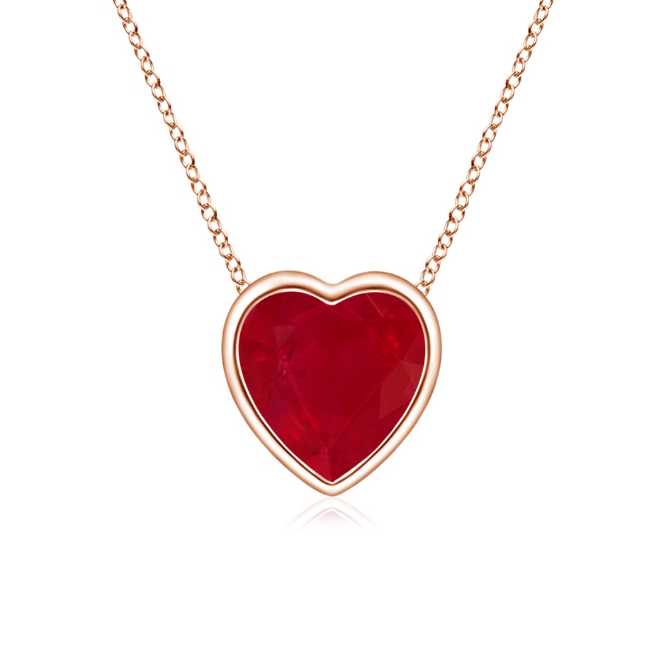 5mm AA Bezel-Set Solitaire Heart Ruby Pendant in Rose Gold 
