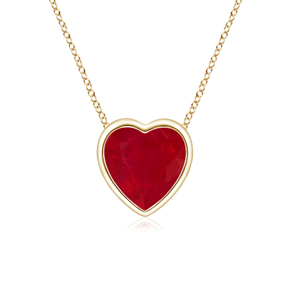 5mm AA Bezel-Set Solitaire Heart Ruby Pendant in Yellow Gold 