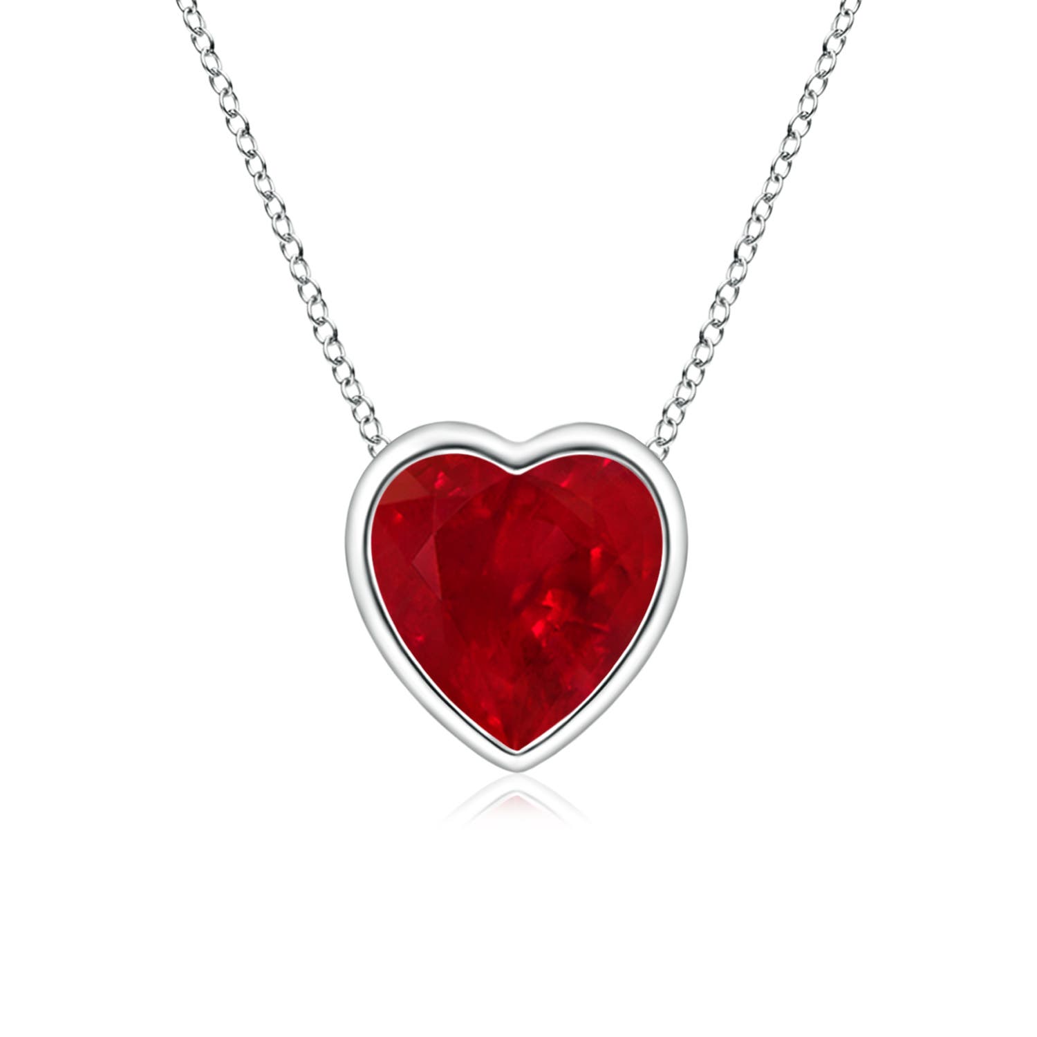 5mm AAA Bezel-Set Solitaire Heart Ruby Pendant in P950 Platinum