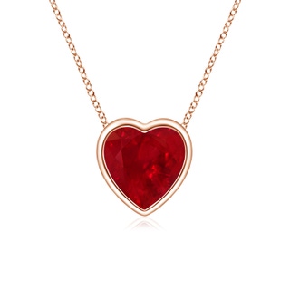 5mm AAA Bezel-Set Solitaire Heart Ruby Pendant in Rose Gold