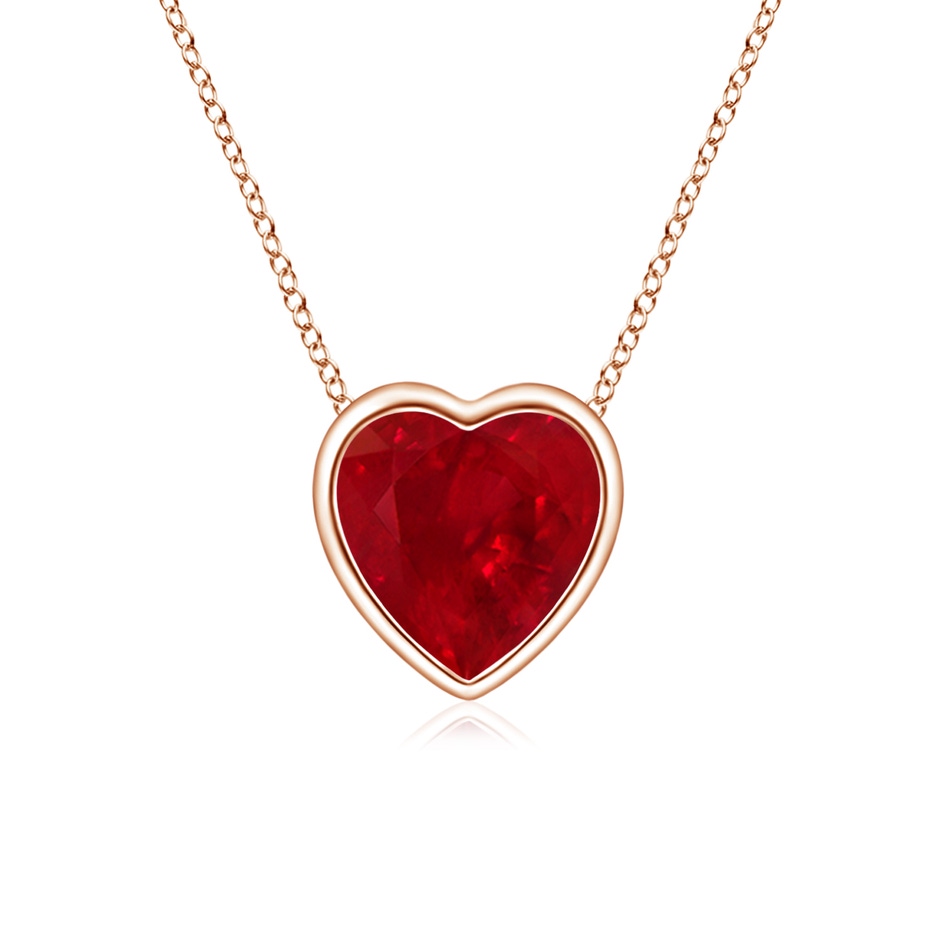 5mm AAA Bezel-Set Solitaire Heart Ruby Pendant in Rose Gold 