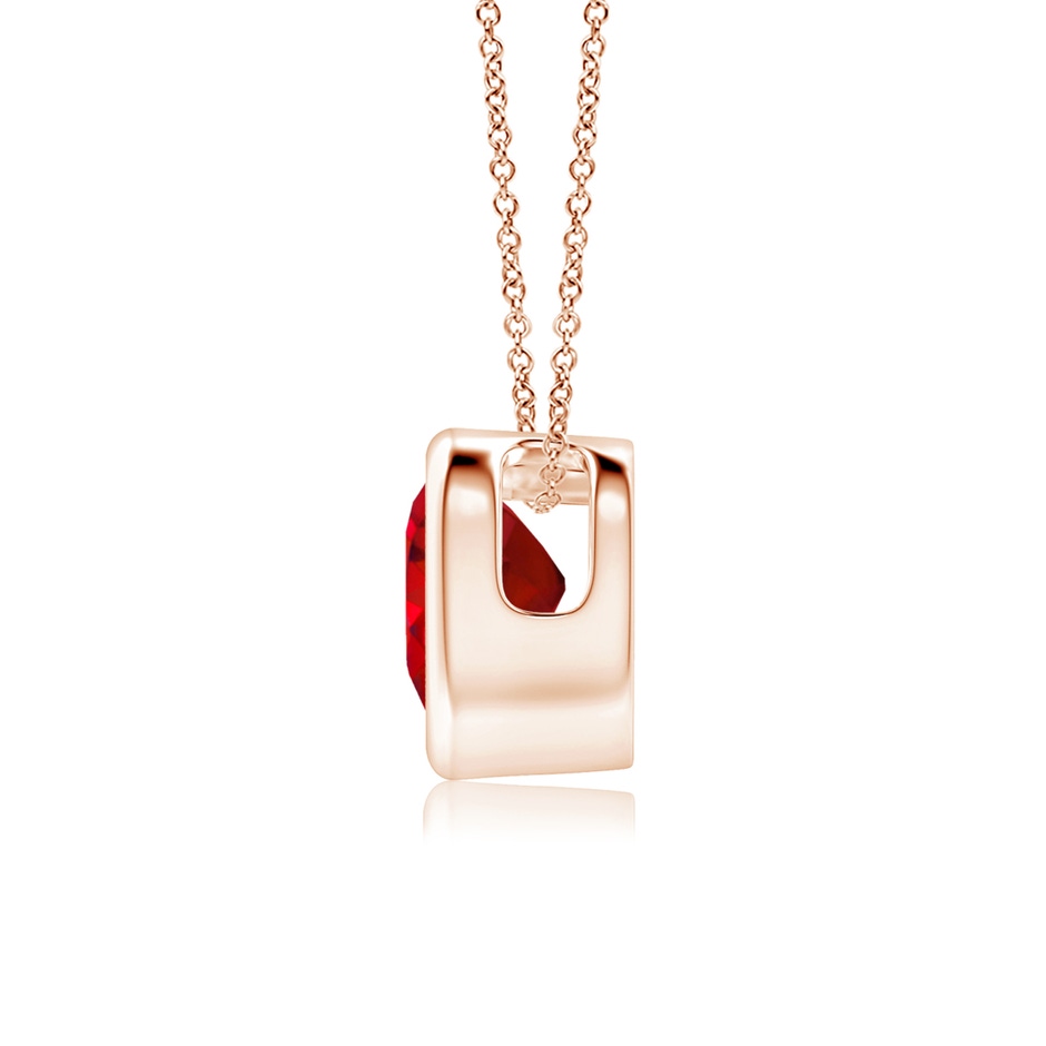 5mm AAA Bezel-Set Solitaire Heart Ruby Pendant in Rose Gold side-1