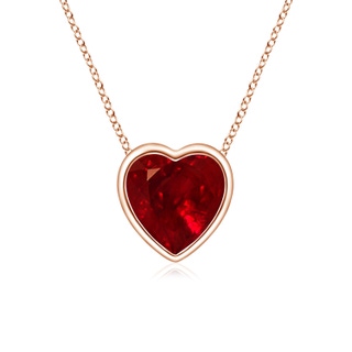 5mm AAAA Bezel-Set Solitaire Heart Ruby Pendant in 9K Rose Gold