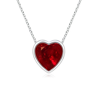 5mm AAAA Bezel-Set Solitaire Heart Ruby Pendant in P950 Platinum