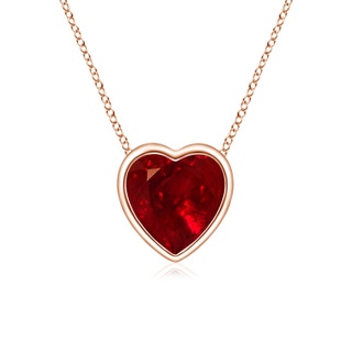 5mm AAAA Bezel-Set Solitaire Heart Ruby Pendant in Rose Gold