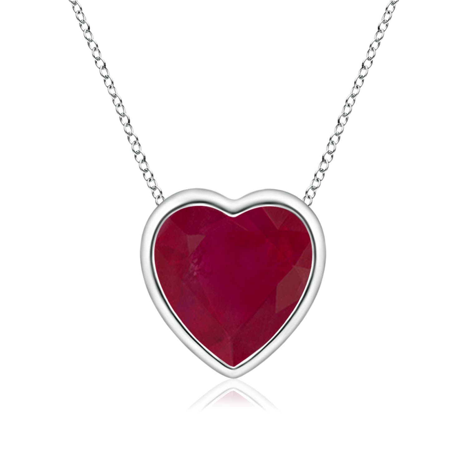 6mm A Bezel-Set Solitaire Heart Ruby Pendant in P950 Platinum