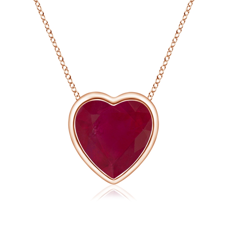 6mm A Bezel-Set Solitaire Heart Ruby Pendant in Rose Gold 