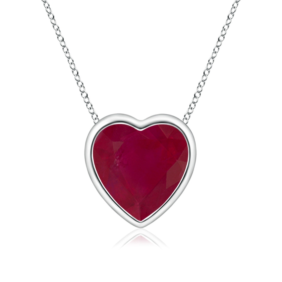 6mm A Bezel-Set Solitaire Heart Ruby Pendant in White Gold 