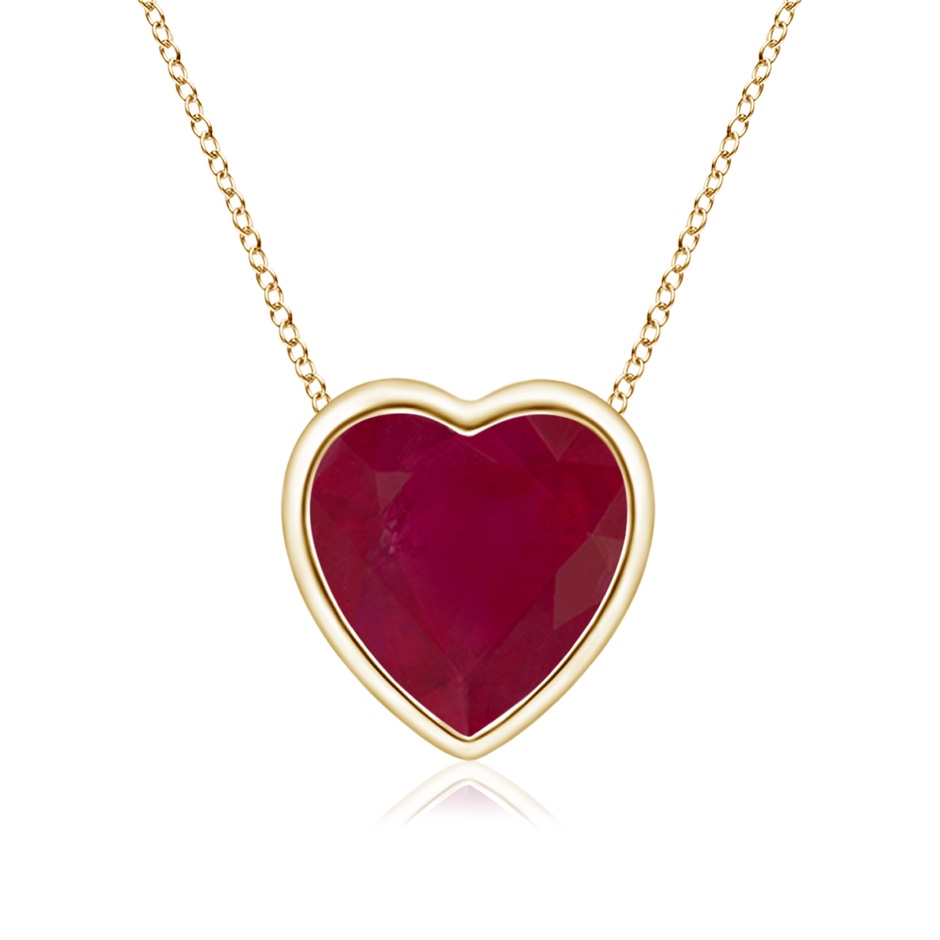 6mm A Bezel-Set Solitaire Heart Ruby Pendant in Yellow Gold 