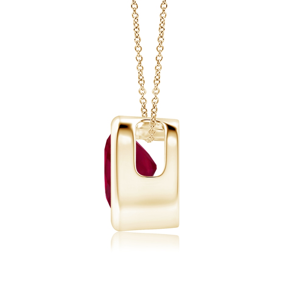 6mm A Bezel-Set Solitaire Heart Ruby Pendant in Yellow Gold side-1