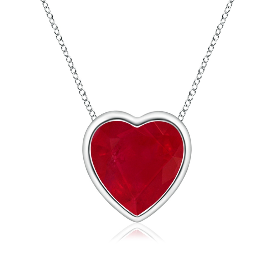 6mm AA Bezel-Set Solitaire Heart Ruby Pendant in P950 Platinum 