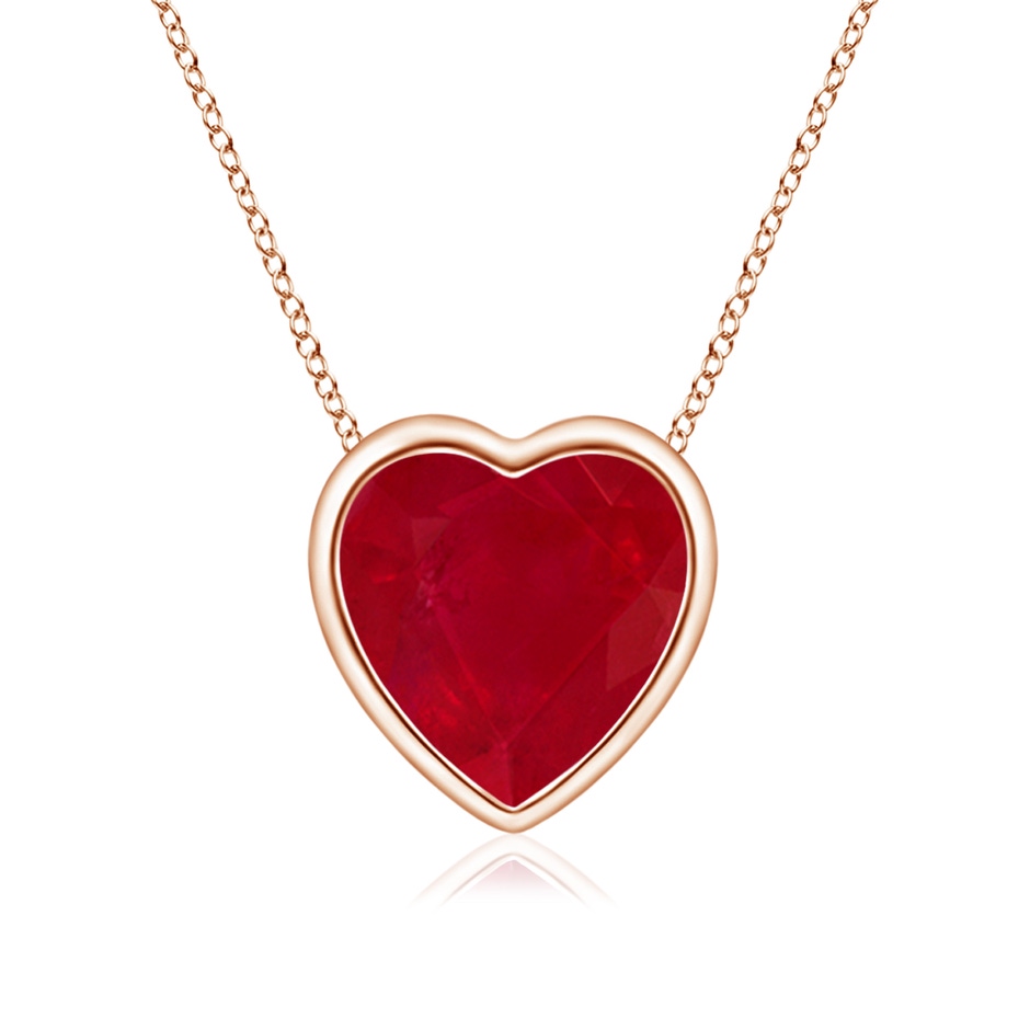 6mm AA Bezel-Set Solitaire Heart Ruby Pendant in Rose Gold 