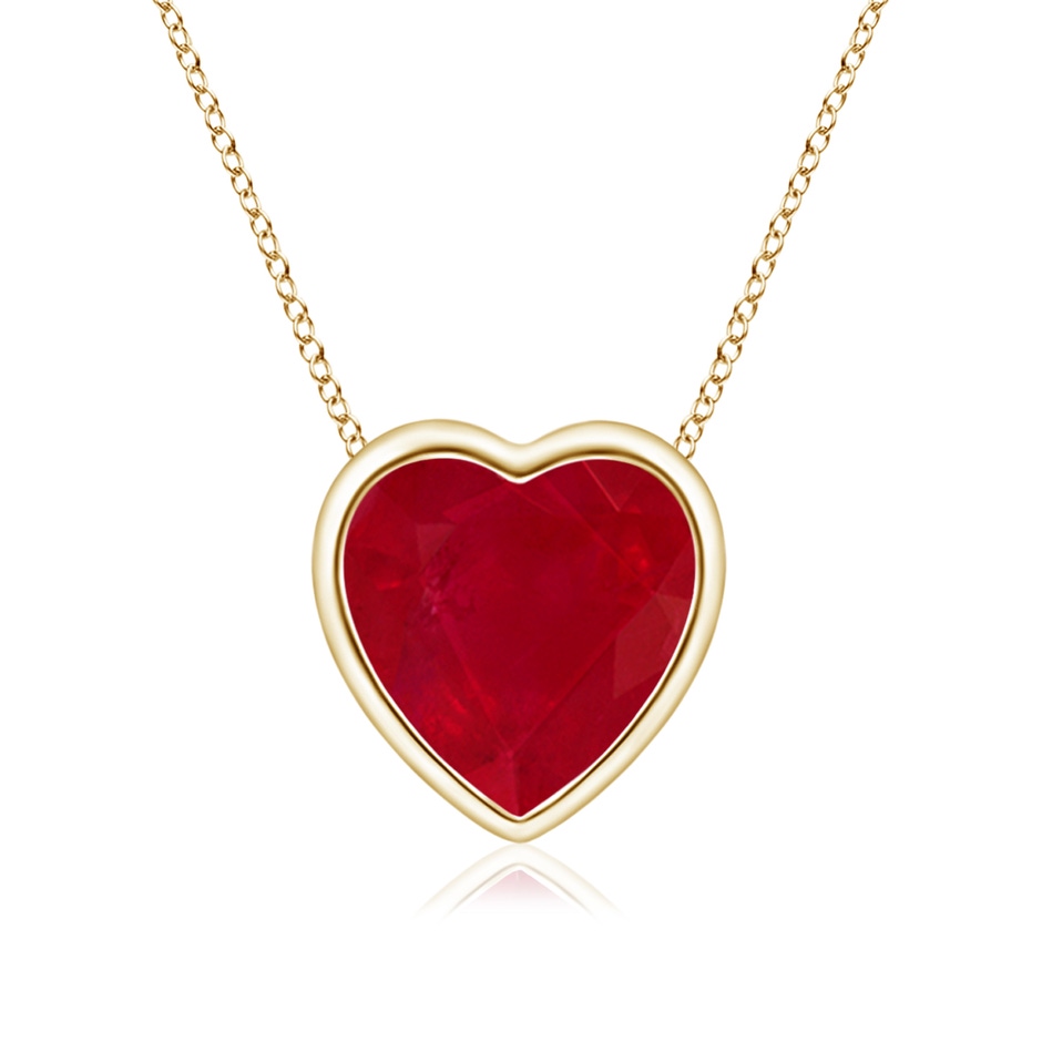 6mm AA Bezel-Set Solitaire Heart Ruby Pendant in Yellow Gold 