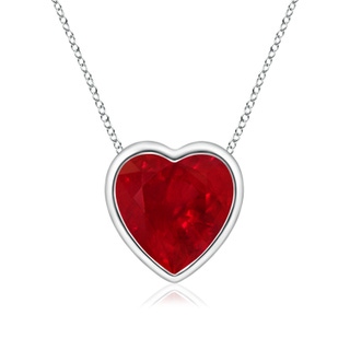 6mm AAA Bezel-Set Solitaire Heart Ruby Pendant in P950 Platinum