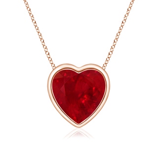 6mm AAA Bezel-Set Solitaire Heart Ruby Pendant in Rose Gold