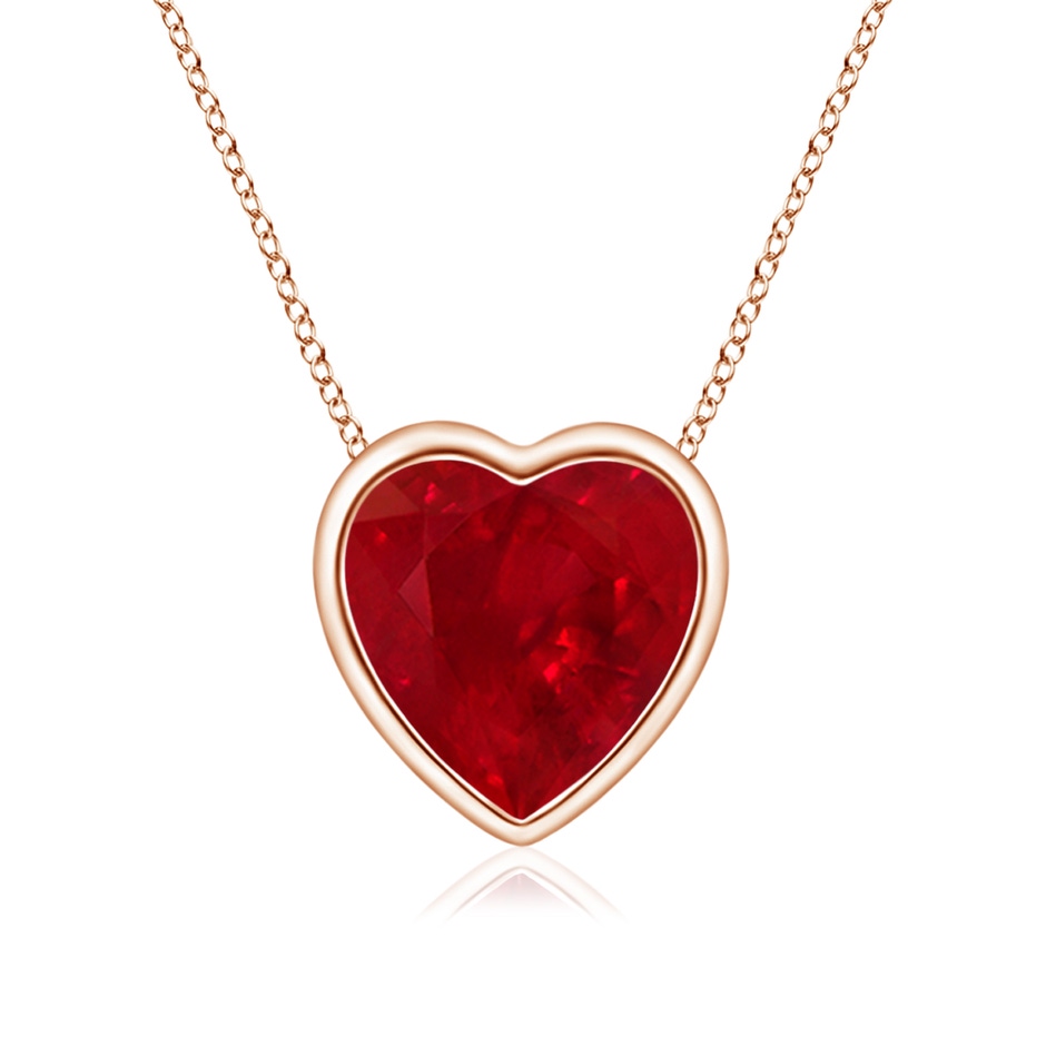 6mm AAA Bezel-Set Solitaire Heart Ruby Pendant in Rose Gold 