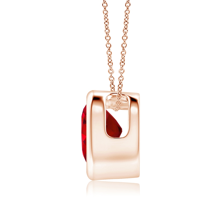 6mm AAA Bezel-Set Solitaire Heart Ruby Pendant in Rose Gold side-1