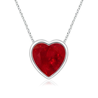 6mm AAA Bezel-Set Solitaire Heart Ruby Pendant in White Gold