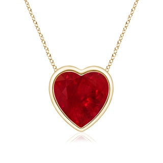 6mm AAA Bezel-Set Solitaire Heart Ruby Pendant in Yellow Gold