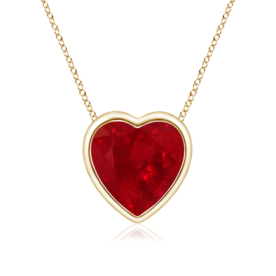 6mm AAA Bezel-Set Solitaire Heart Ruby Pendant in Yellow Gold 