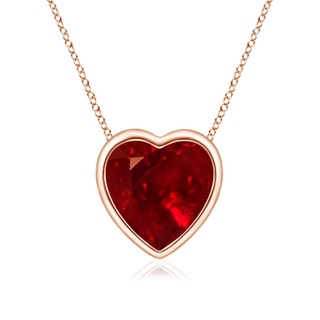 6mm AAAA Bezel-Set Solitaire Heart Ruby Pendant in Rose Gold