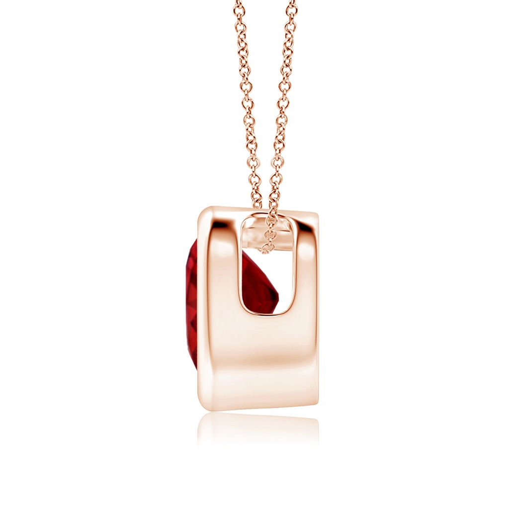 6mm AAAA Bezel-Set Solitaire Heart Ruby Pendant in Rose Gold Side-1