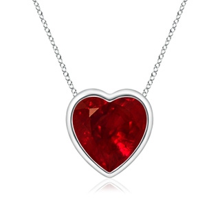 6mm AAAA Bezel-Set Solitaire Heart Ruby Pendant in White Gold