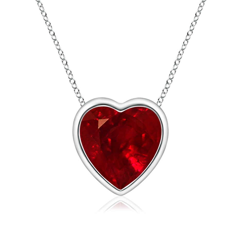 6mm AAAA Bezel-Set Solitaire Heart Ruby Pendant in White Gold 