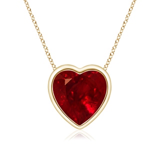 6mm AAAA Bezel-Set Solitaire Heart Ruby Pendant in Yellow Gold