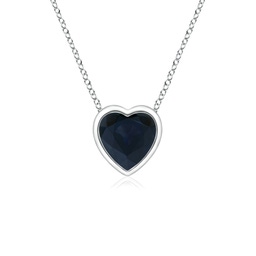 Heart Platinum Blue Sapphire Necklaces & Pendants